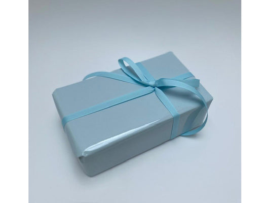 Blue Wrapping Paper with Silver Ribbon