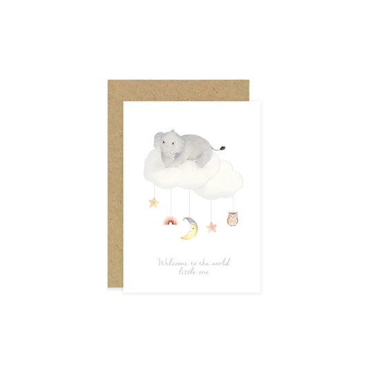 Elephant Mobile Welcome Little One Baby Card | New Baby Card