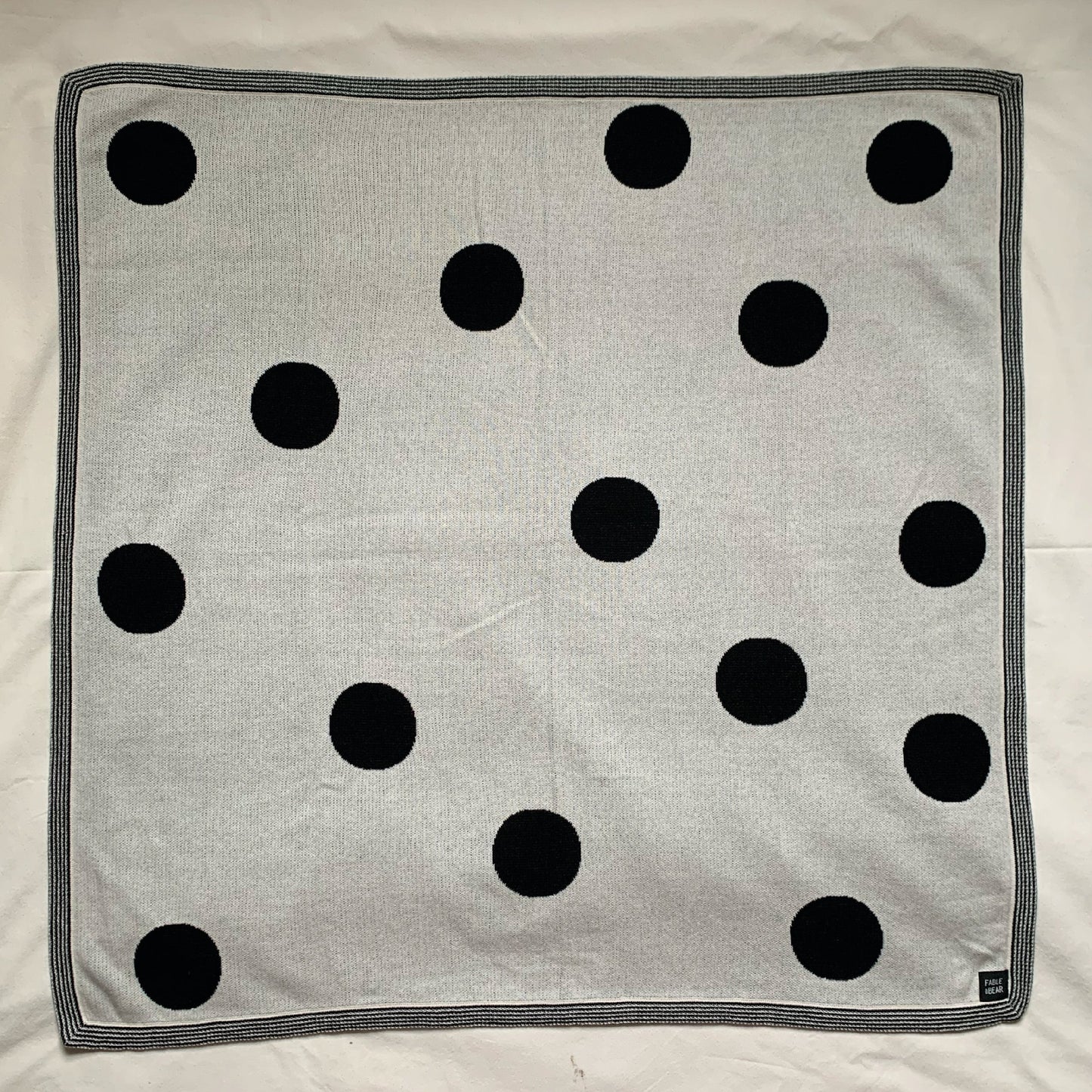 Fable & Bear Polka Dot Print Knitted Baby Blanket